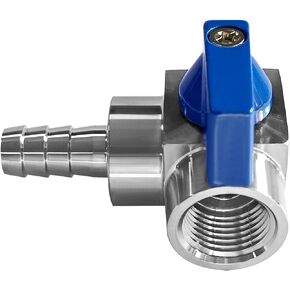 Beduan Stainless 3/8" Barbed x 1/2" NPT Female 90 Degree Elbow Ball Valve Shut Off