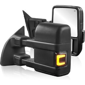 EVERESTWAY Tow Mirrors Compatible for 2003-2016 Ford F250 F350 F450 F550 Super Duty Driver Passenger Side Mirror Power Heated White Running Light
