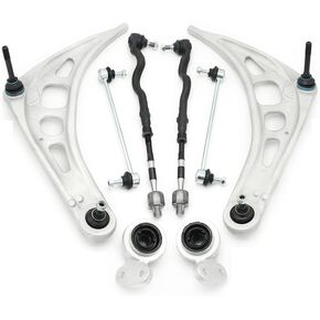 Front Suspension Kit E46 Lower Control Arm E46 Tie Rod Ends Sway Bar Links Steering Kit Compatible with 1999-2006 318i 323Ci 328i 328Ci 323i 325i 325Ci 330i 330Ci(2WD Only)