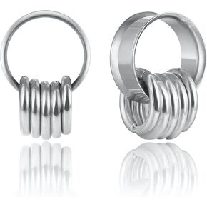 LADEMAYH 2 قطعة مع حلقات وسدادات الأذن ومقاييس الأنفاق للنساء والرجال - مزدوجة متوهجة من الفولاذ المقاوم للصدأ 316L أقراط ممتدة للأذن مجوهرات ثقب الجسم فضية 19 مم = 3/4 بوصة in Kuwait