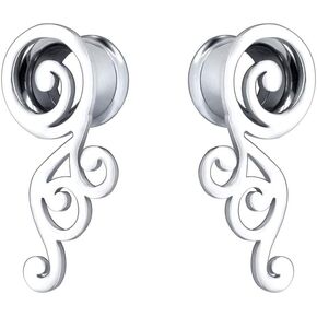 PunkTracker 2G-5/8'' Stainless Steel Double Flared Screw Ear Gauges Wings Ear Tunnels Ear Plugs Expanders Body Piercing Jewelry