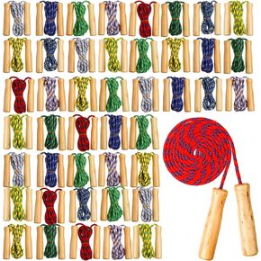 40 Pcs Adjustable Jump Rope for Kids 7.25 ft Skipping Rope with Wooden Handle Cotton Braided Jump Rope for Preschooler Students Girls Boys Fun Outdoor Fitness Exercise Activity, Random Colors