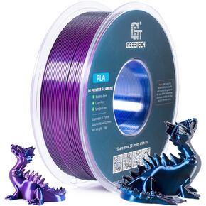 Geeetech Silk PLA Tri Color Filament 1.75mm 3D Printer Filament,Coextrusion Blue Purple Black Tri-Colors Metal-Like Shiny Silk PLA Filament,1kg (2.2lbs) 1 Spool,Dimensional Accuracy +/- 0.03 mm