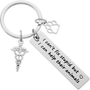 HUTIMY Vet Tech Keychain Gifts for Women Men Teens Funny Vet Med Student Registered Veterinary Technician Keychains