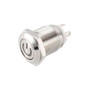 uxcell Momentary Metal Push Button Switch Flat Head 12mm Mounting Dia 1NO 3-6V Green LED Light