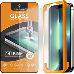 rooCASE Glass Screen Protector for Apple iPhone 13 / iPhone 13 Pro, (6.1 Inch), Case Friendly Tempered Glass Front Cover Protection with Alignment Frame, Pack of 3
