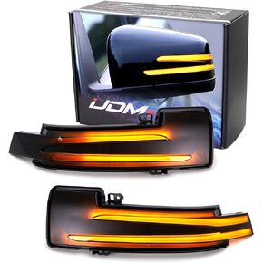 iJDMTOY Smoked Lens Dynamic Sequential Blink LED Side Mirror Turn Signal Light Assembly Compatible with Mercedes C E S CLA CLS GLK GLA Class, etc