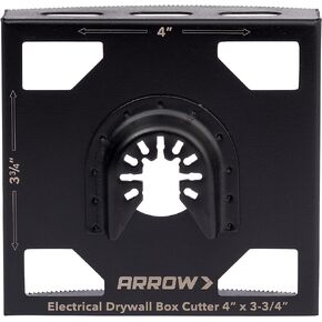 Arrow OSCGB2-1 2 Gang Electrical Box Drywall Cutting Blade for Oscillating Tools, Universal, Fits Most Multitools, Includes Adapter, Makes 4" by 3-3/4" Hole