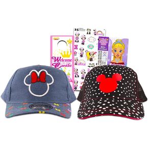 Minnie Mouse Hats for Adults Bundle - 2 Packs Disney Hats Bundle with 2 Minnie Mouse Baseball Caps for Adults Plus Minnie Stickers, More | Minnie Mouse Baseball Hats