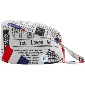 CHUANGLI Cute Printed Working Cap with Sweatband Adjustable Tie Back Hats for Women/Men