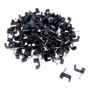 T Tulead 200PCS Nail-in Cable Black Circle Clips Management Cable Staples 8mm/0.3" Extension Wire Clips Cable Clamps