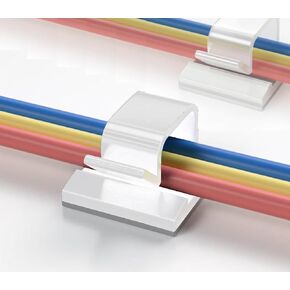 Elfcam - 50PCS Adjustable Cable Clips, Adhesive Cable Organizer Cord Holder for Fiber Optic Cables, Wire Cables and Slim Ethernet Cables Cat 6, Pack of 50, White (6mm-50PCS)