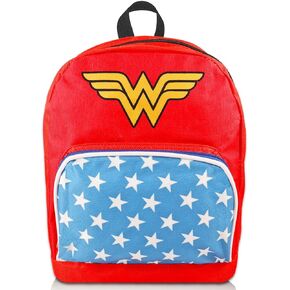 Wonder Woman Mini Backpack for Women - 10" Canvas Wonder Woman Mini Backpack with Front Pocket and Bookmark | Wonder Woman Backpack Purse Bundle