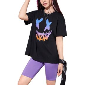 Floerns Girl's Two Piece Outfit Short Sleeve Tshirt and Biker Shorts Set