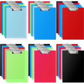 30 Pieces Clipboards, Plastic Clipboards with Low Profile Clip A4 Letter Size Cute Clip Boards Holds 100 Sheets for Home Office Classroom Supplies, 12.4 x 8.7 Inch (Classic Style)