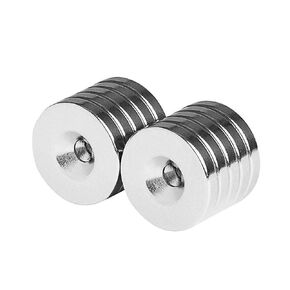Circular Ring Magnets 3/4x1/8 - Magnetic Countersunk Disc 20x3mm Screw Hole Size #6 Holder Crafts Fastener Storage Organizer Round Disk Magnet (12 Pack)