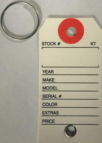 Paper Key Tag with Metal Rings - White 250 Quantity - (F16) in Kuwait