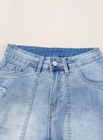Sidefeel Women's Jean Shorts High Waisted Stretchy Frayed Raw Hem Casual Denim Shorts in Saudi Arabia