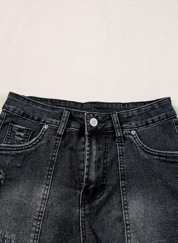 Sidefeel Women's Jean Shorts High Waisted Stretchy Frayed Raw Hem Casual Denim Shorts in Saudi Arabia