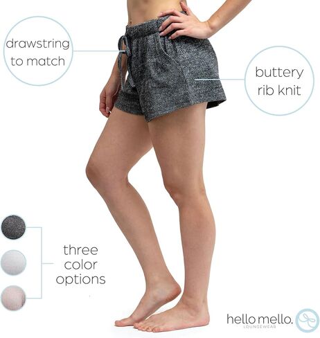 بلوزة Hello Mello CuddleBlend للسيدات بدون أكمام وسروال بيجامة منسوج مضلع مع جيوب جانبية - أسود، مقاس صغير in Kuwait