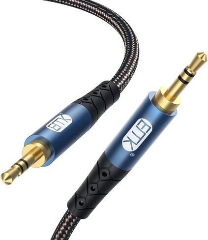 EMK 90 Degree Aux Cable 3.5 mm Auxiliary Cord Male to Male Stereo Aux Cable for Car 24K Gold Plated Hi-Fi Sound Quality Nylon Braided for Laptop Phone Tablet MP3 Player Stereo Speaker (5ft/1.5m) in Saudi Arabia