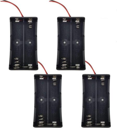 18650 Battery Holder Bundle with Wire,4PCS 18650 Battery Holder Case 3.7V, 4 x 3.7V Series DIY Battery Storage Boxes, 2 Slots Black Plastic Batteries Case for 18650 Battery in Saudi Arabia