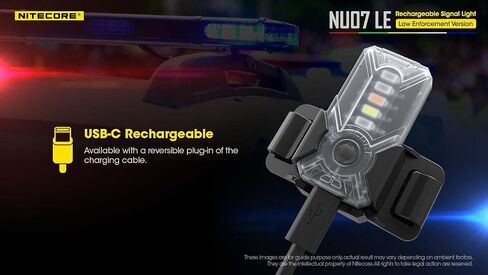Nitecore NU07 LE Red Blue Green Yellow White 5-Colored USB-C Rechargeable Tactical Identification Signal and Safety Light with Attachments for Helmet, Hook and Loop, or Molle with LumenTac Organizer in Saudi Arabia