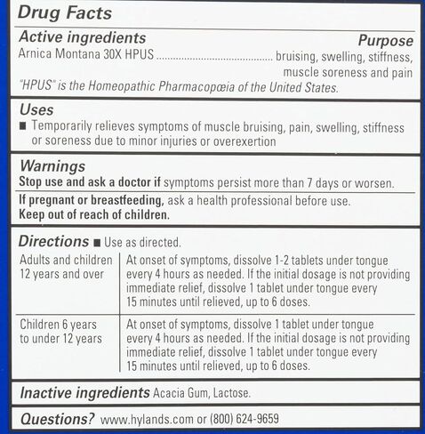 Hyland's Naturals Arnica Montana 30x Tablets, Natural Relief of Bruises, Swelling & Muscle Soreness, Quick Dissolving Tablets, 50 Count (Pack of 2) in Saudi Arabia