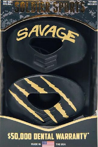 Savage Lip Protector MOUTHGUARD 2-Pack, One Size Fits All, Works with or Without Braces, Includes Tethers, Football, All Sports in Kuwait