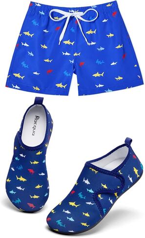 Racqua الأولاد أحذية السباحة المائية طفل كبير القرش الأزرق حجم 1-1.5 الأولاد سروال سباحة سريع الجفاف مجلس السراويل الشاطئ جذوع القرش حجم 5/6 in Kuwait