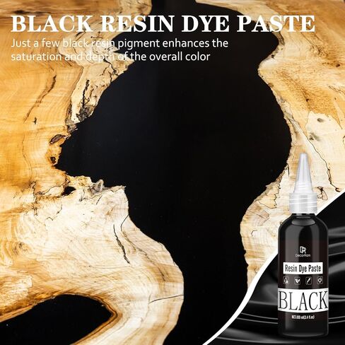 Black Epoxy Resin Pigment Paste - 3.4 fl.oz / 100ml High Concentrated Black Resin Dye Paste for Resin Art, River Table, UV Resin Jewelry Making - Opaque Black Pigment Paste for Resin Painting, Coaster in Saudi Arabia