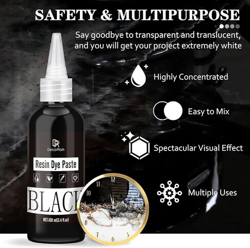 Black Epoxy Resin Pigment Paste - 3.4 fl.oz / 100ml High Concentrated Black Resin Dye Paste for Resin Art, River Table, UV Resin Jewelry Making - Opaque Black Pigment Paste for Resin Painting, Coaster in Saudi Arabia