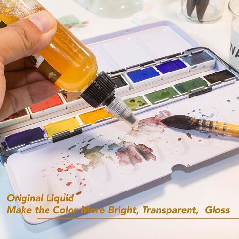 صمغ عربي 1.7 أونصة سائلة (50 مل)، ألوان مائية متوسطة، للطلاء بالألوان المائية محلي الصنع in Kuwait