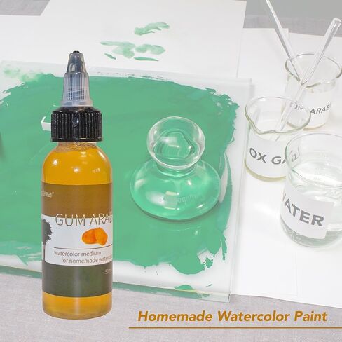 صمغ عربي 1.7 أونصة سائلة (50 مل)، ألوان مائية متوسطة، للطلاء بالألوان المائية محلي الصنع in Kuwait