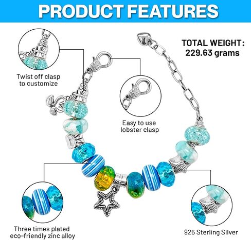 Goldie, Jewelry Making Kit for Girls 5-7, DIY Charm Bracelet Making kit with Beads, Unicorn and Mermaid Pendants, for Girls 5-13. Birthday, Special Occasion, Arts and Craft gifts for Girls 7-12. in Saudi Arabia