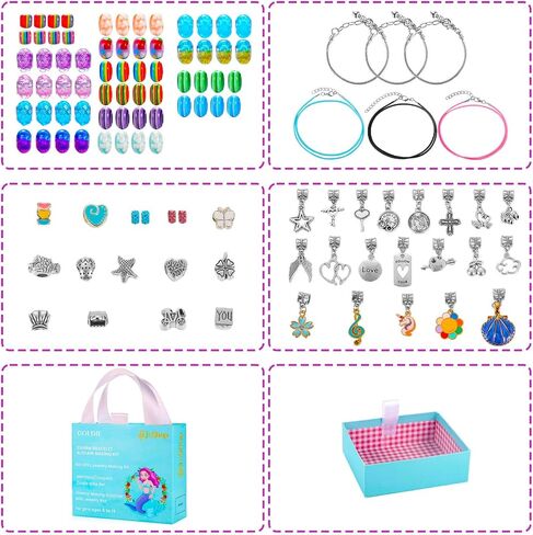 Goldie, Jewelry Making Kit for Girls 5-7, DIY Charm Bracelet Making kit with Beads, Unicorn and Mermaid Pendants, for Girls 5-13. Birthday, Special Occasion, Arts and Craft gifts for Girls 7-12. in Saudi Arabia