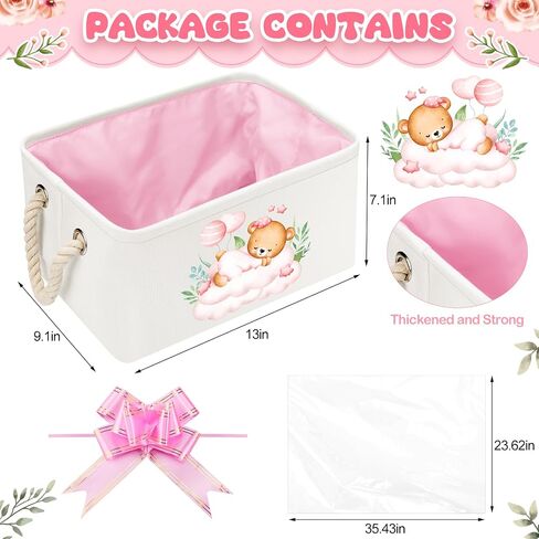 Pickmesh Baby Shower Storage Basket with Gift Bags Rectangular Ribbons Collapsible Canvas Storage Bin with Handles for Diaper Organizing Toy Home DIY Gift Basket, 13 x 9. 1 x 7. 1 Inch(Jungle Theme) in Saudi Arabia