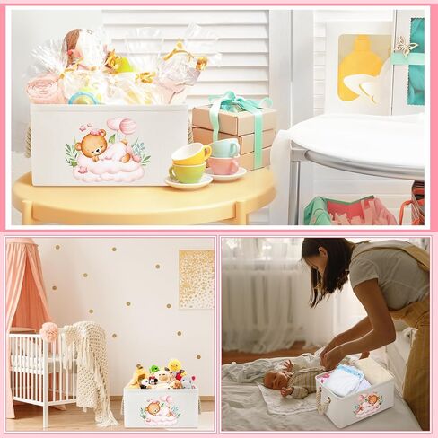 Pickmesh Baby Shower Storage Basket with Gift Bags Rectangular Ribbons Collapsible Canvas Storage Bin with Handles for Diaper Organizing Toy Home DIY Gift Basket, 13 x 9. 1 x 7. 1 Inch(Jungle Theme) in Saudi Arabia