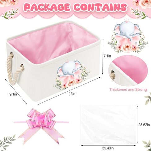 Pickmesh Baby Shower Storage Basket with Gift Bags Rectangular Ribbons Collapsible Canvas Storage Bin with Handles for Diaper Organizing Toy Home DIY Gift Basket, 13 x 9. 1 x 7. 1 Inch(Jungle Theme) in Saudi Arabia