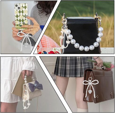 2Pcs Pearl Bow Keychains for Women, Cute Bow Beaded Keyring Charms Aesthetic Bowknot Key Chains for Car Keys in Saudi Arabia