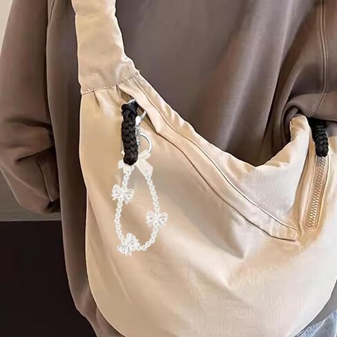 2Pcs Pearl Bow Keychains for Women, Cute Bow Beaded Keyring Charms Aesthetic Bowknot Key Chains for Car Keys in Saudi Arabia