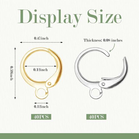 DANGLING 80Pcs Leverback Earring Hooks, 18K Gold Plated Hypoallergenic Round Lever Back Clasp, Interchangeable Dangle Huggie Hoop French Ear Wire for Earring Jewelry Making (Silver,Gold) in Kuwait