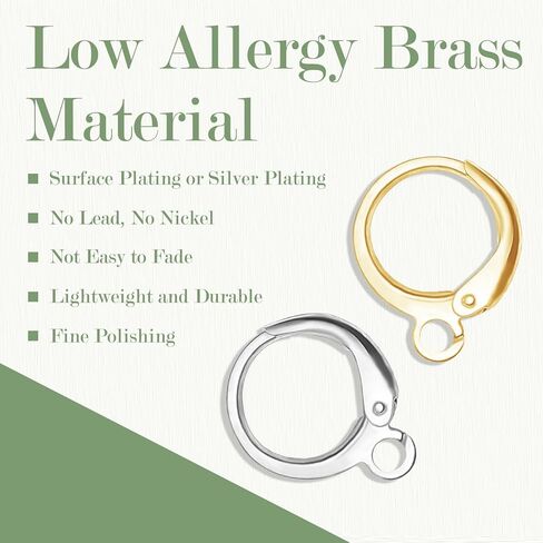 DANGLING 80Pcs Leverback Earring Hooks, 18K Gold Plated Hypoallergenic Round Lever Back Clasp, Interchangeable Dangle Huggie Hoop French Ear Wire for Earring Jewelry Making (Silver,Gold) in Kuwait