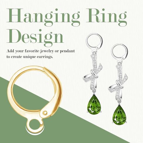 DANGLING 80Pcs Leverback Earring Hooks, 18K Gold Plated Hypoallergenic Round Lever Back Clasp, Interchangeable Dangle Huggie Hoop French Ear Wire for Earring Jewelry Making (Silver,Gold) in Kuwait