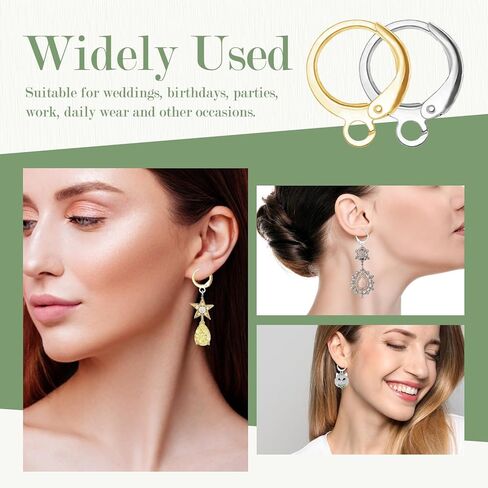 DANGLING 80Pcs Leverback Earring Hooks, 18K Gold Plated Hypoallergenic Round Lever Back Clasp, Interchangeable Dangle Huggie Hoop French Ear Wire for Earring Jewelry Making (Silver,Gold) in Kuwait