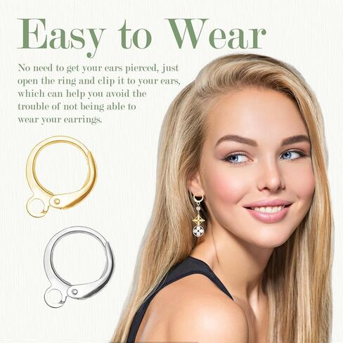 DANGLING 80Pcs Leverback Earring Hooks, 18K Gold Plated Hypoallergenic Round Lever Back Clasp, Interchangeable Dangle Huggie Hoop French Ear Wire for Earring Jewelry Making (Silver,Gold) in Kuwait