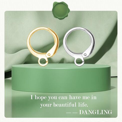 DANGLING 80Pcs Leverback Earring Hooks, 18K Gold Plated Hypoallergenic Round Lever Back Clasp, Interchangeable Dangle Huggie Hoop French Ear Wire for Earring Jewelry Making (Silver,Gold) in Kuwait