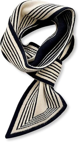 LumiSyne Winter Skinny Knitted Scarf Women Easy Pull-Through Stripe Houndstooth Animal Print Knitted Neckerchief Collar Scarf in Saudi Arabia