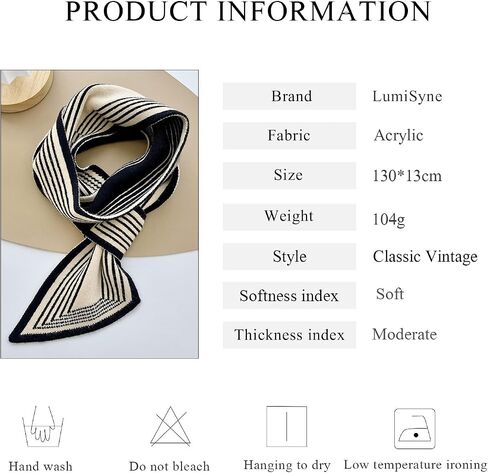 LumiSyne Winter Skinny Knitted Scarf Women Easy Pull-Through Stripe Houndstooth Animal Print Knitted Neckerchief Collar Scarf in Saudi Arabia