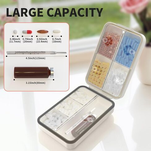 Daily Pill Organizer, 8 compartments Portable Pill Dispenser, Moisture-Proof Travel Pill Case, Large Pill Box for Vitamin, Medicine, Fish Oil/Supplements (Green) in Saudi Arabia